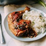 Oyster sauce chicken leg quarter with rice