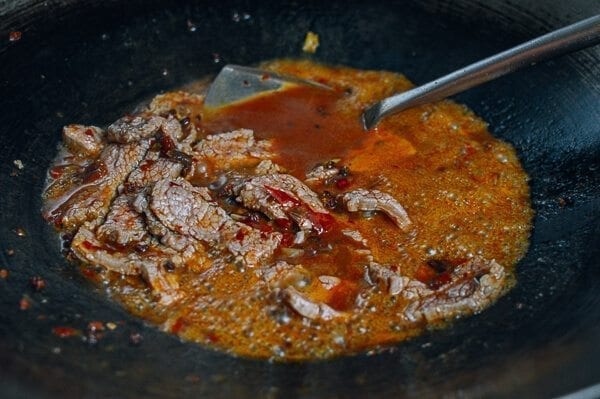 Sichuan Boiled Beef (Shuizhu Niurou), by thewoksoflife.com