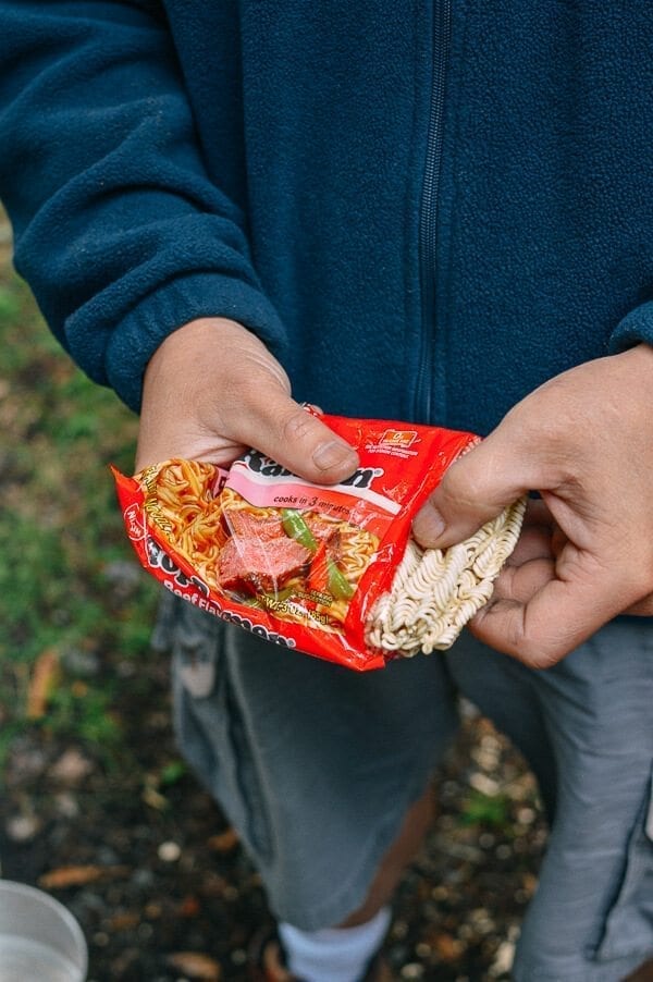 Campfire Curry Ramen - Easy Camping Meal, by thewoksoflife.com