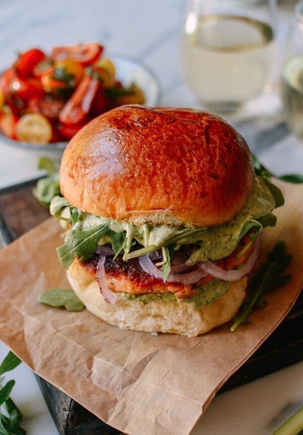 Green Goddess Salmon Burgers