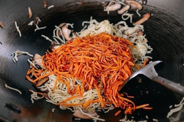 Caramelized Soy Sauce Noodles with Sweet Potato & Mushrooms, by thewoksoflife.com