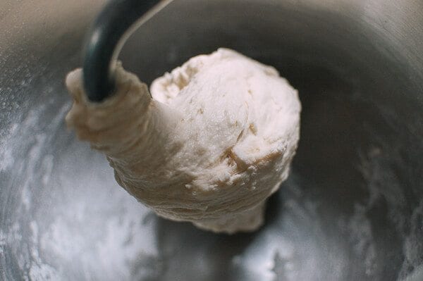 dough in stand mixer for Cantonese Steamed Custard Buns (Nai Wong Bao), by thewoksoflife.com