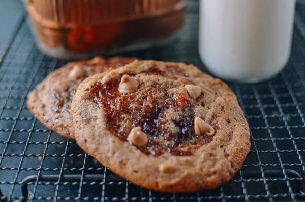 Peanut Butter and Jelly Cookies, by thewoksoflife.com
