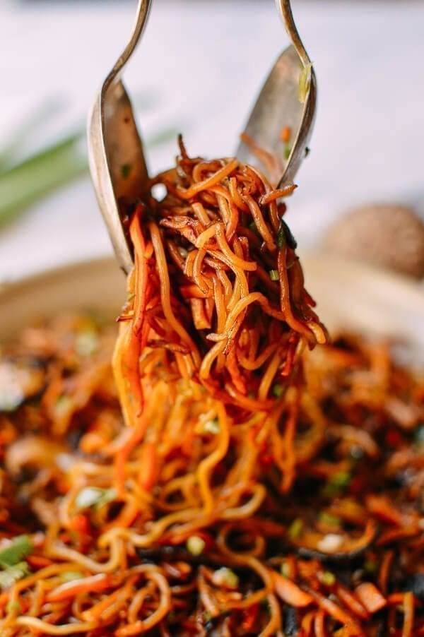 Caramelized Soy Sauce Noodles with Sweet Potato & Mushrooms