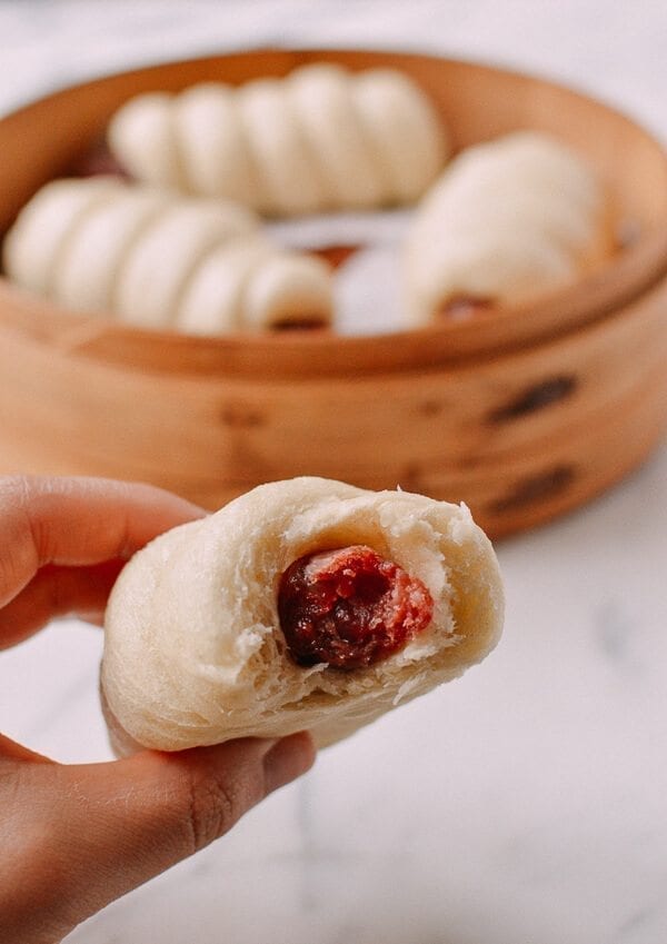 Chinese Sausage Buns (Lop Cheung Bao), by thewoksoflife.com