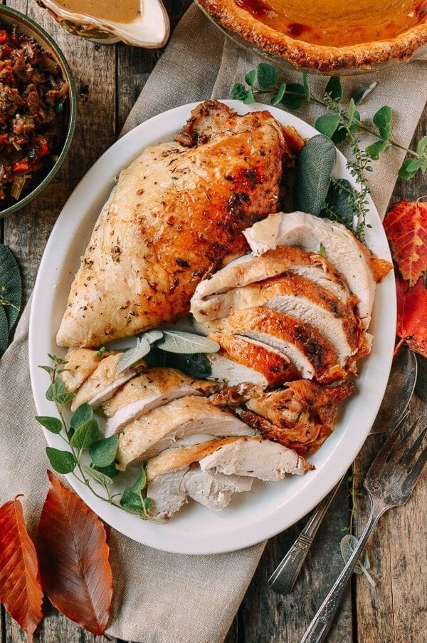 Herb Roasted Turkey Breast with Stovetop Stuffing, by thewoksoflife.com