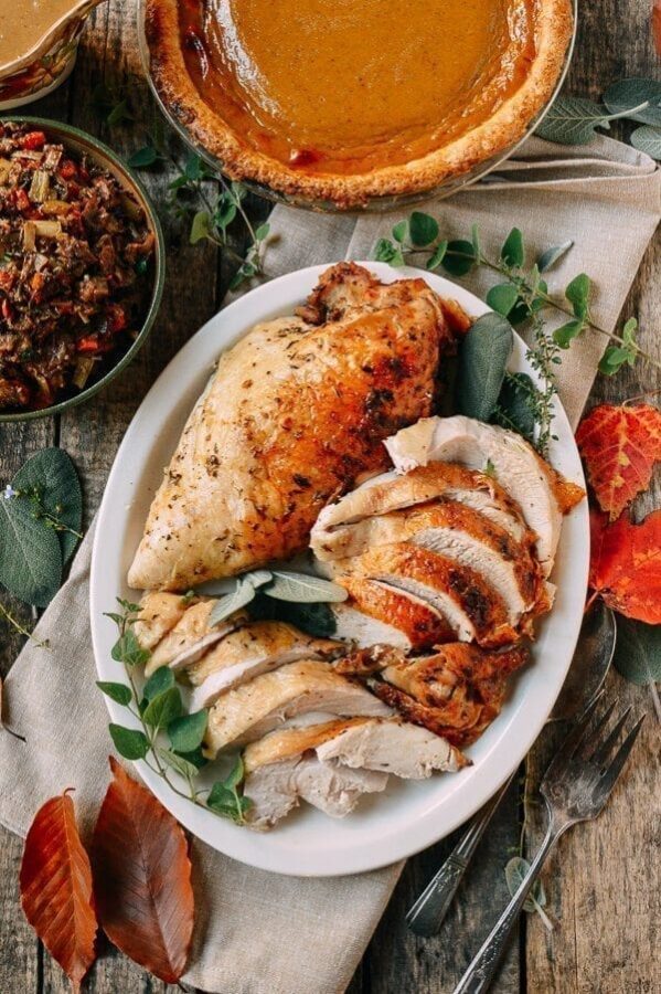 Herb Roasted Turkey Breast with Stovetop Stuffing - The Woks of Life