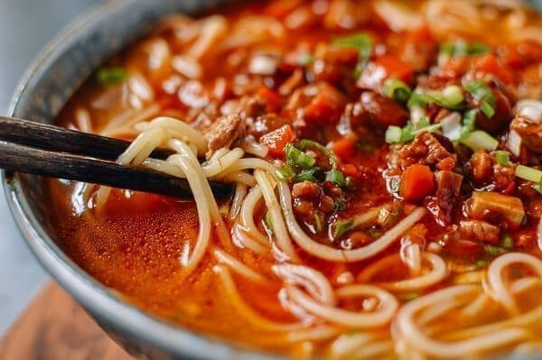 Shanghai Hot Sauce Noodles la jiang mian, by thewoksoflife.com