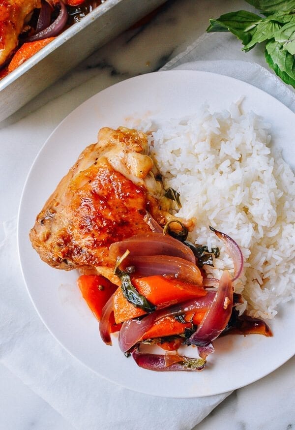 Thai Roasted Chicken Thighs, by thewoksoflife.com