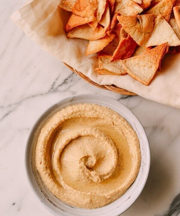 Pita Chips & Hummus, by thewoksoflife.com