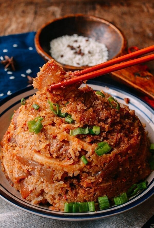 Chinese Pork Belly Recipe - Steamed Pork with Rice Powder, by thewoksoflife.com