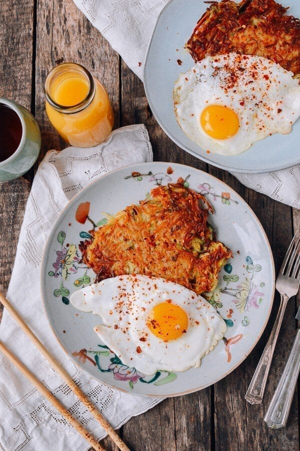 Crispy “Sichuan” Potato Cakes and Eggs, by thewoksoflife.com