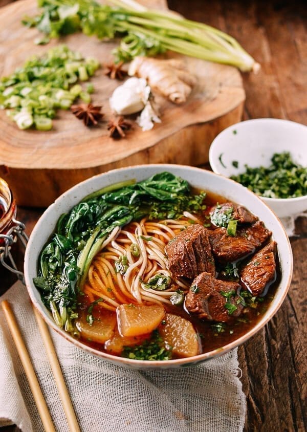 Braised Beef Noodle Soup, by thewoksoflife.com