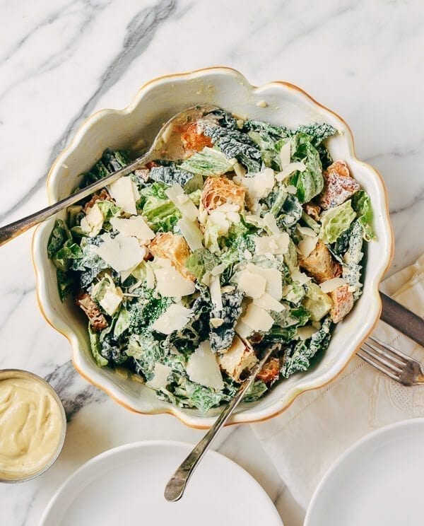 Caesar Salad with Tuscan Kale, by thewoksoflife.com