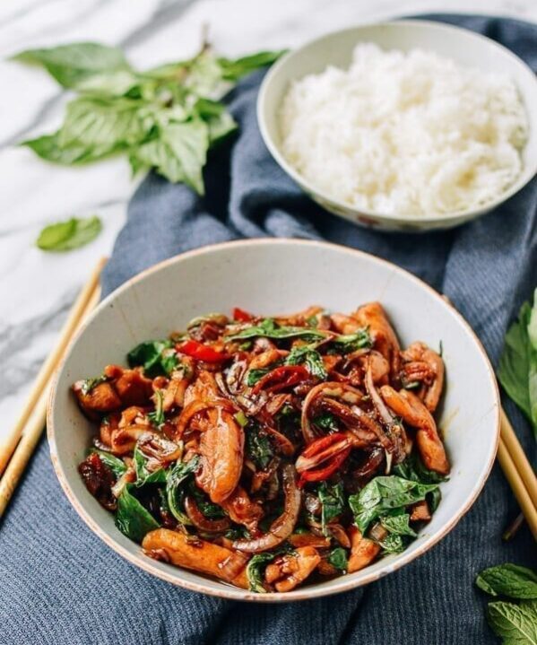 Thai Chicken Stir-fry with Basil & Mint, by thewoksoflife.com