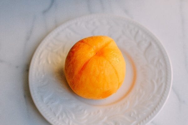 Peach Pancakes with Maple Cream Syrup, by thewoksoflife.com