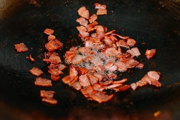 Bacon & Scallion Egg Noodle Stir-fry, by thewoksoflife.com