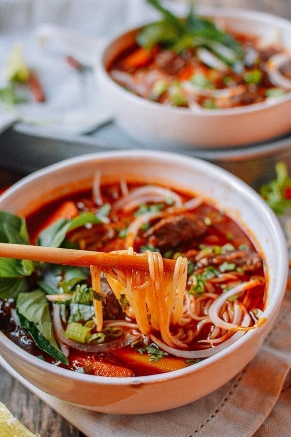 Bo Kho: Spicy Vietnamese Beef Stew with Noodles, by thewoksoflife.com