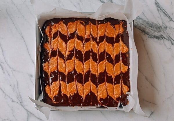 Swirled Pumpkin Brownies, by thewoksoflife.com