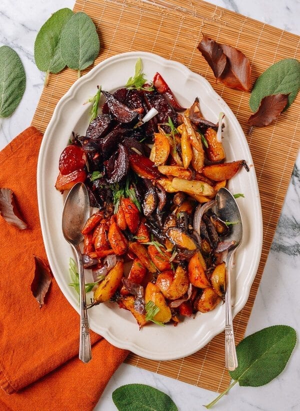 Roasted Root Vegetables with a Miso Glaze, by thewoksoflife.com