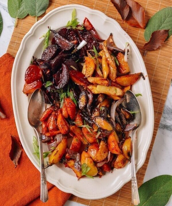 Roasted Root Vegetables with a Miso Glaze, by thewoksoflife.com