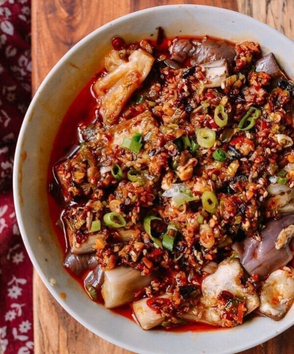 Chinese Vegan Recipes - Hunan Steamed Eggplant, by thewoksoflife.com