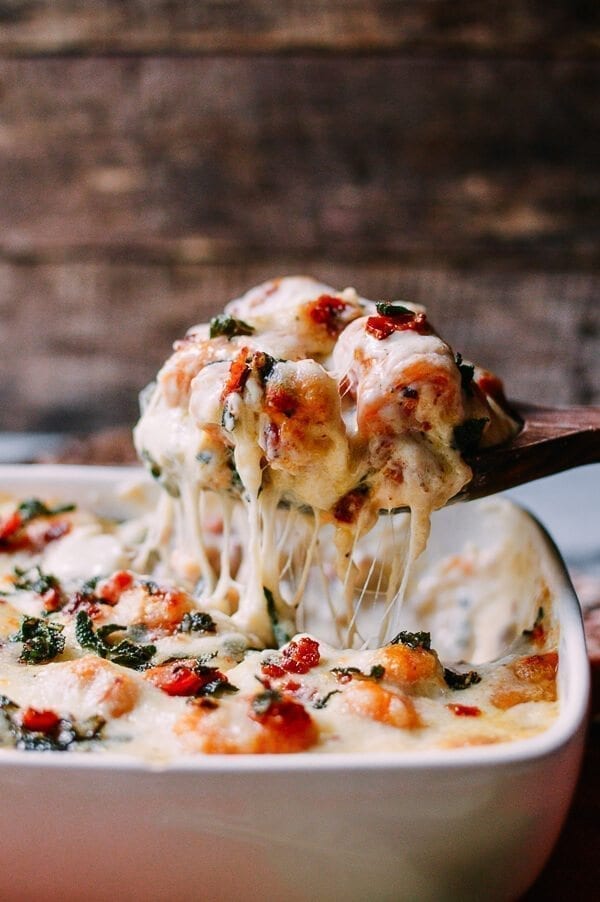 Cheesy Baked Sweet Potato Gnocchi with Bacon and Sage