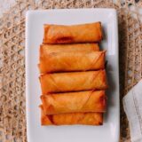 Spring rolls on white plate