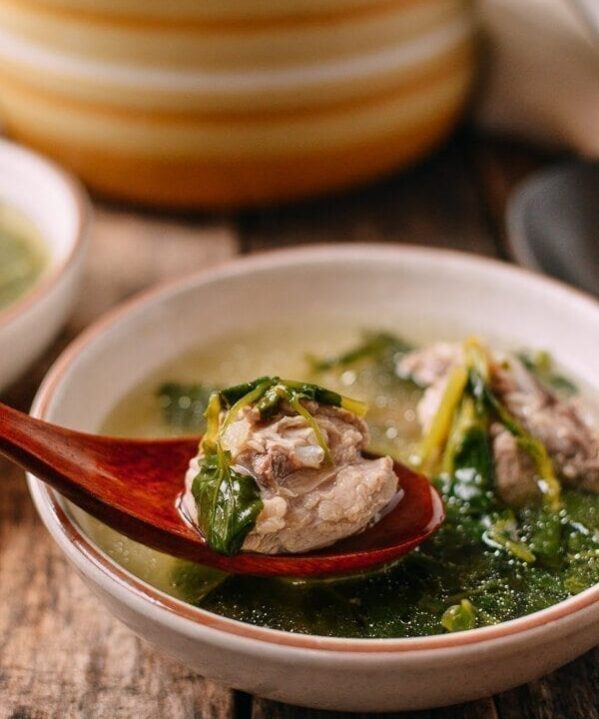 Chinese Watercress Soup with Pork Ribs (Sai Yeung Choy Tong), by thewoksoflife.com