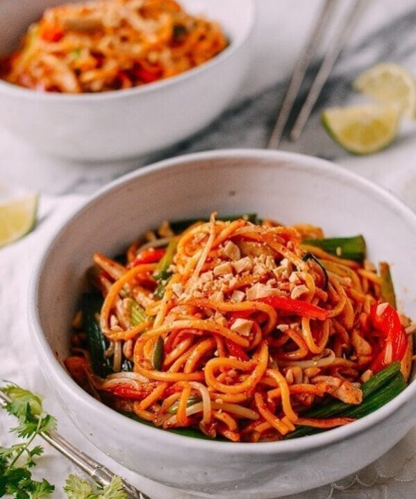 Red Curry Noodles with Chicken, by thewoksoflife.com