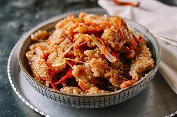 Dongbei Guo Bao Rou (Crispy Sweet & Sour Pork), by thewoksoflife.com