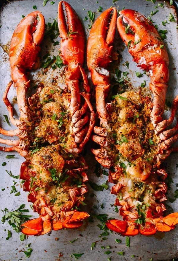 Baked Stuffed Lobster with Shrimp, by thewoksoflife.com