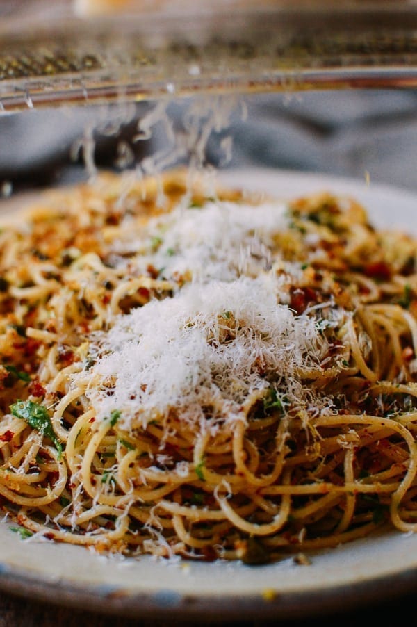 Spaghetti with Breadcrumbs & Anchovies, by thewoksoflife.com