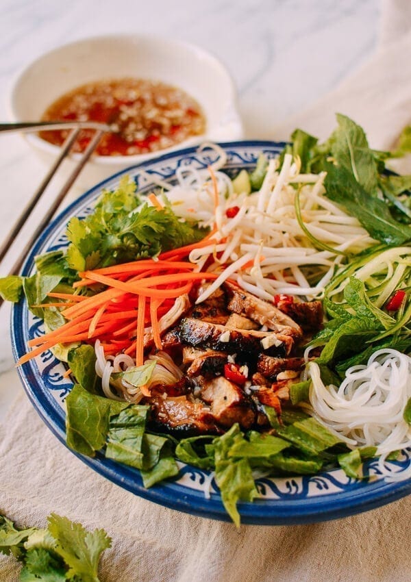 Vietnamese Rice Noodle Salad with Chicken, by thewoksoflife.com