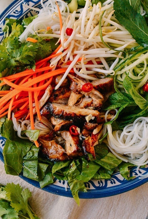 Vietnamese Rice Noodle Salad with Chicken, by thewoksoflife.com