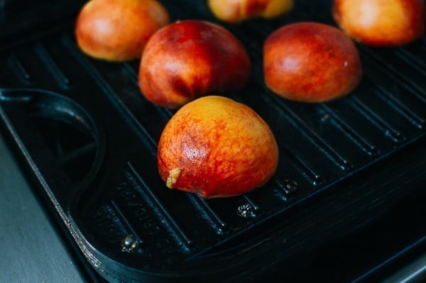 Grilled Peach Crisps with Yogurt, by thewoksoflife.com