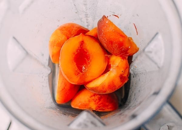 Frozen Peach Daiquiris, by thewoksoflife.com