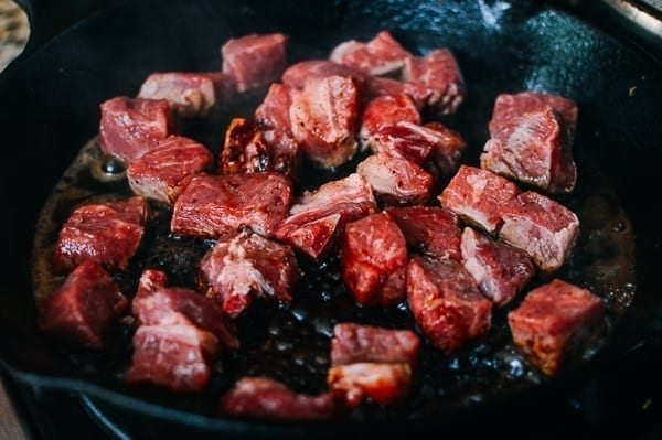 Steak Bites with Miso Ginger Dressing, by thewoksoflife.com