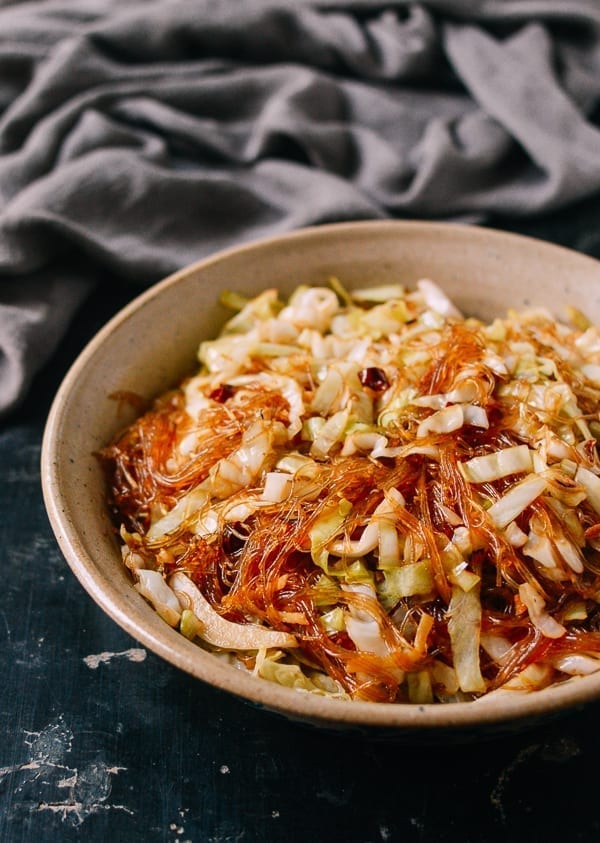 Stir Fried Cabbage with Glass Noodles, by thewoksoflife.com