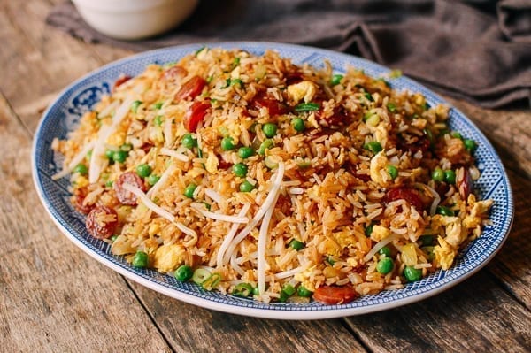 Chinese Sausage Fried Rice (Lop Cheung Chow Fan), by thewoksoflife.com