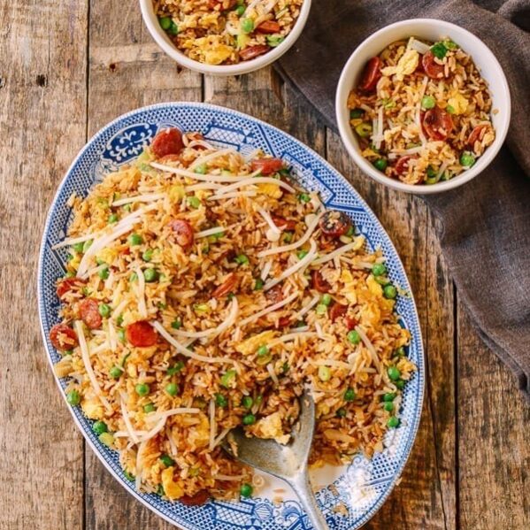 Chinese Sausage Fried Rice (Lop Cheung Chow Fan), by thewoksoflife.com