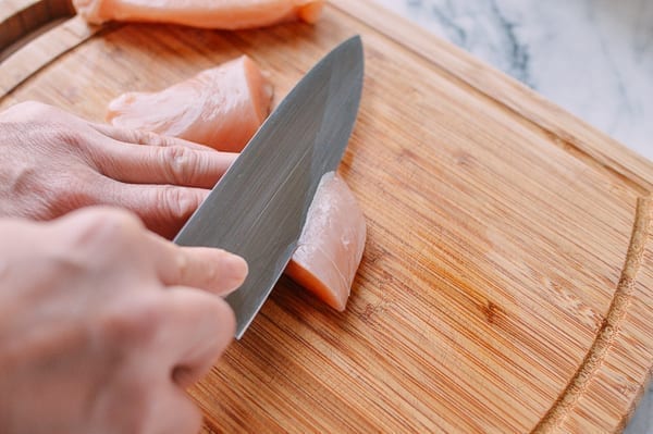 How to slice chicken for stir-fry, by thewoksoflife.com