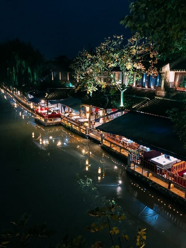 Zhouzhuang at night, by thewoksoflife.com