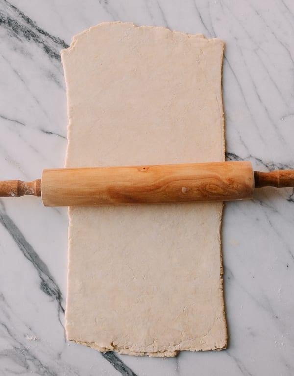 rolling out Easy Rough Homemade Puff Pastry, by thewoksoflife.com
