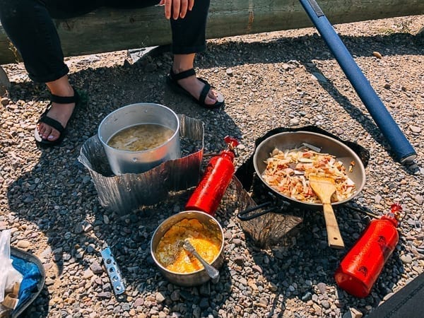 Cooking mac and cheese camping, thewoksoflife.com
