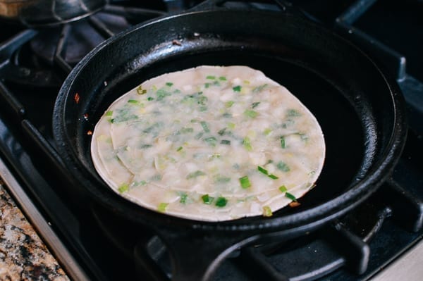 Cooking Scallion Pancakes in Pan, thewoksoflife.com