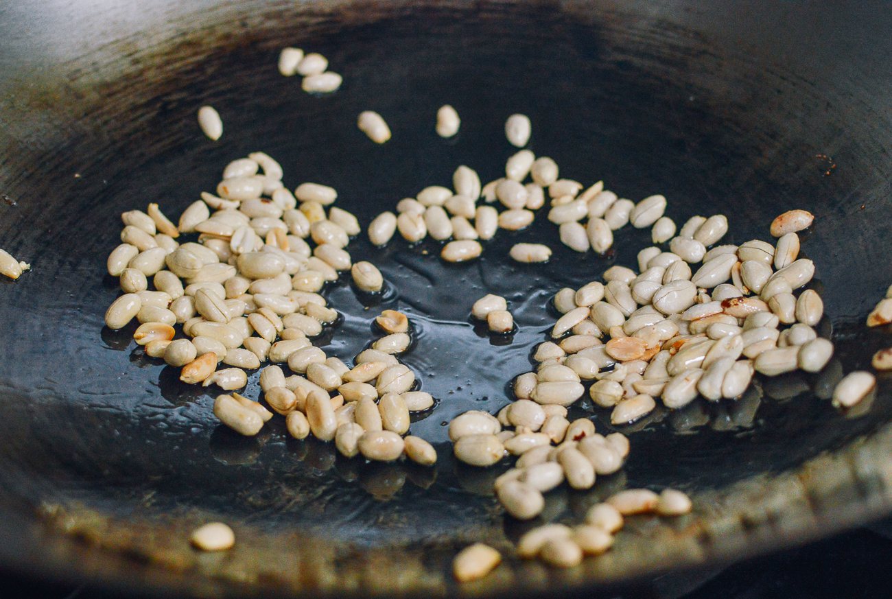 roasting peanuts in wok