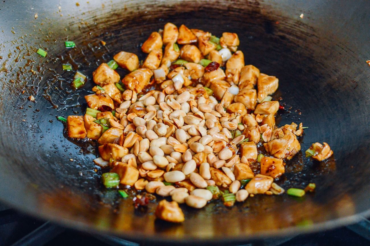 adding peanuts to kung pao chicken