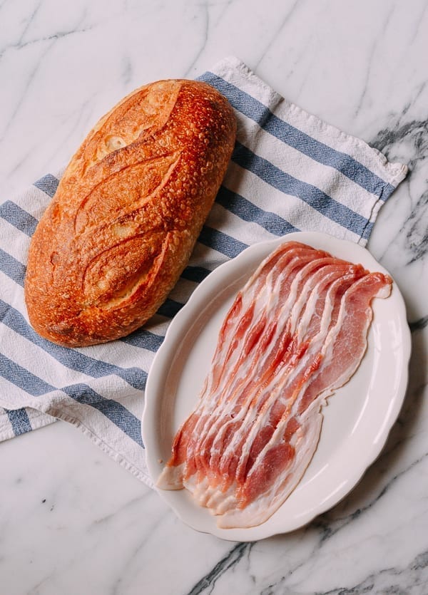 Sourdough loaf and bacon, thewoksoflife.com