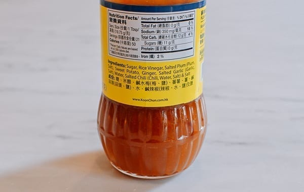 Ingredients label on Chinese plum sauce, thewoksoflife.com